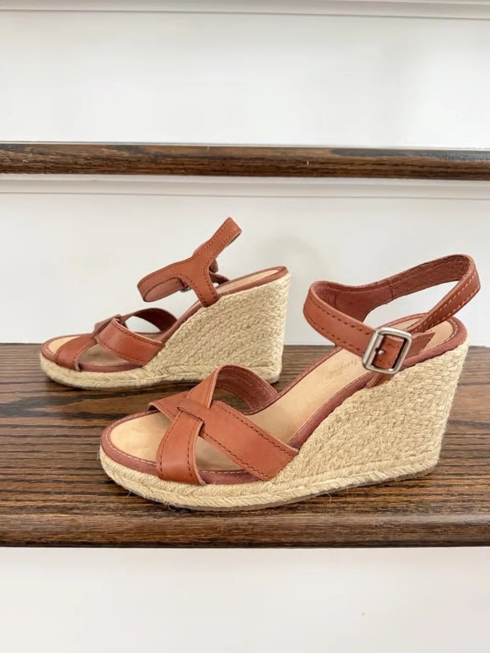 Time and Tru Brown Espadrille Wedge Sandals